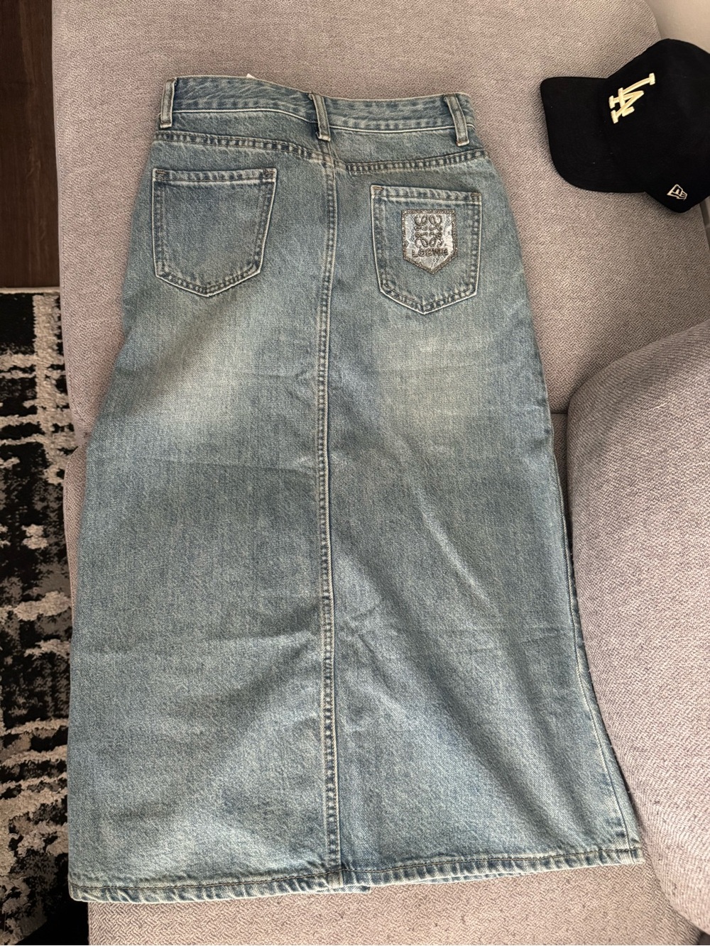 Loewe Light Blue Denim Skirt with Branded Waistband
